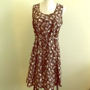 VINTAGE 1990s Flirty Floral Swing Dress—Waist Tie